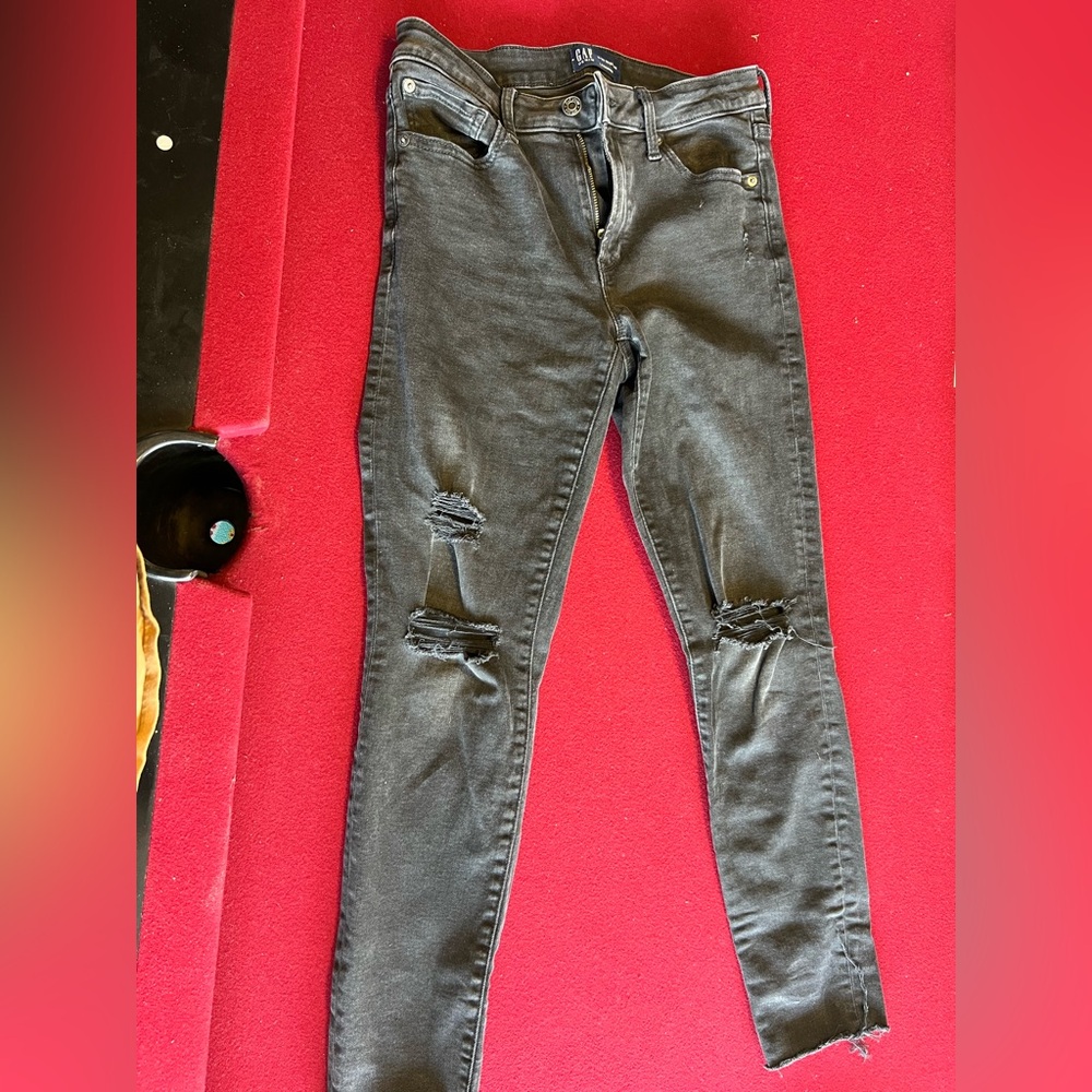 GAP Black Distressed Skinny Jeans